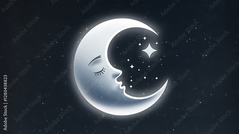 Naklejka premium moon and star