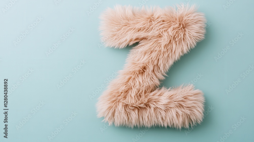 Fluffy Faux Fur Letter Z on Pastel Blue Background Fluffy Faux Fur Letter Z on Pastel Blue Background