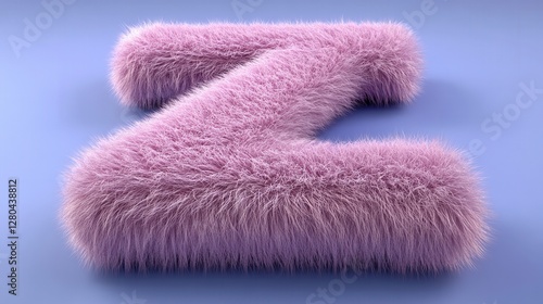 Fluffy Purple Fur Letter Z Soft Texture D Render