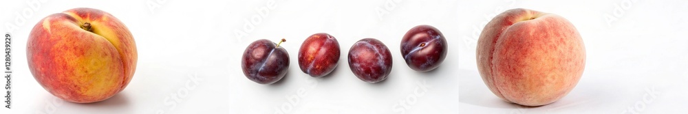 A beautiful combination of peaches and plums, illustrating a vibrant fruit selection. A beautiful combination of peaches and plums, illustrating a vibrant fruit selection.