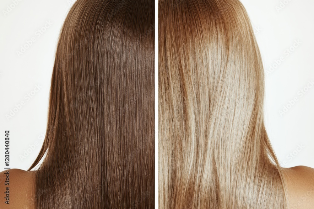 Hair transformation techniques salon studio visual comparison indoor space close-up perspective beauty concepts Hair transformation techniques salon studio visual comparison indoor space close-up perspective beauty concepts
