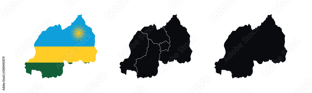 Fototapeta premium Rwanda Map vector icon. Map of Rwanda various styles.