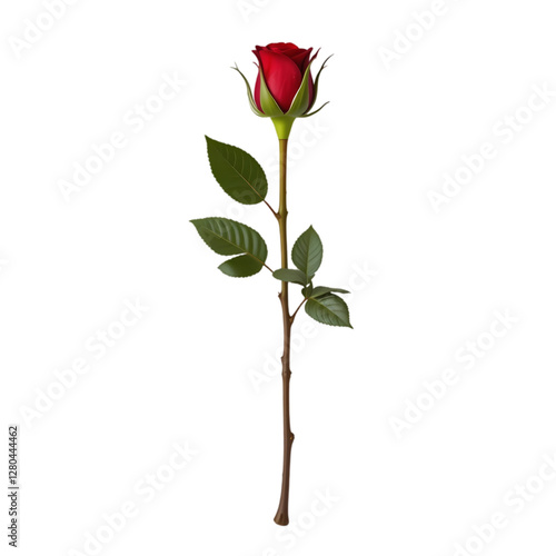 Single Red Rose: Elegant & Romantic Image isolated on transparent background