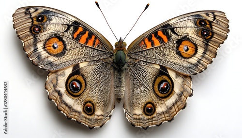 Detailed butterfly specimen, isolated on white background