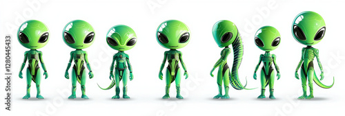 Green Aliens: A gathering of charming, green extraterrestrials from outer space, a symbol of imagination and otherworldly beings. These cute figures invite us into the world of science fiction.