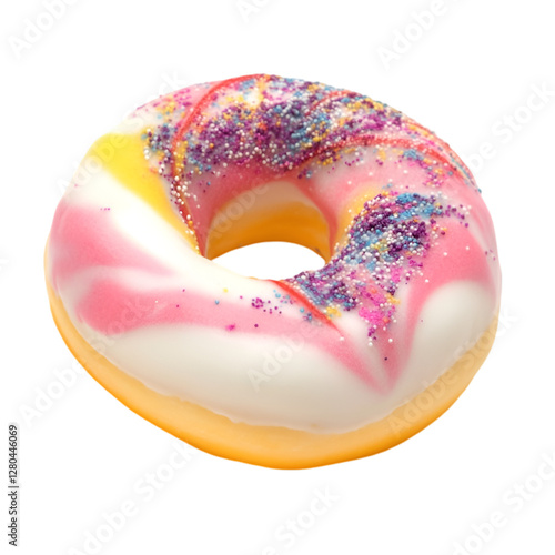 Colorful donuts studio photostock white background top-down aofthanit