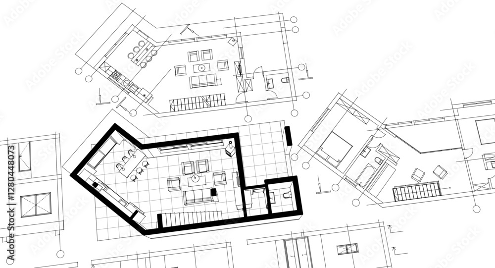 architecture sketch of a residential building 3d architecture sketch of a residential building 3d