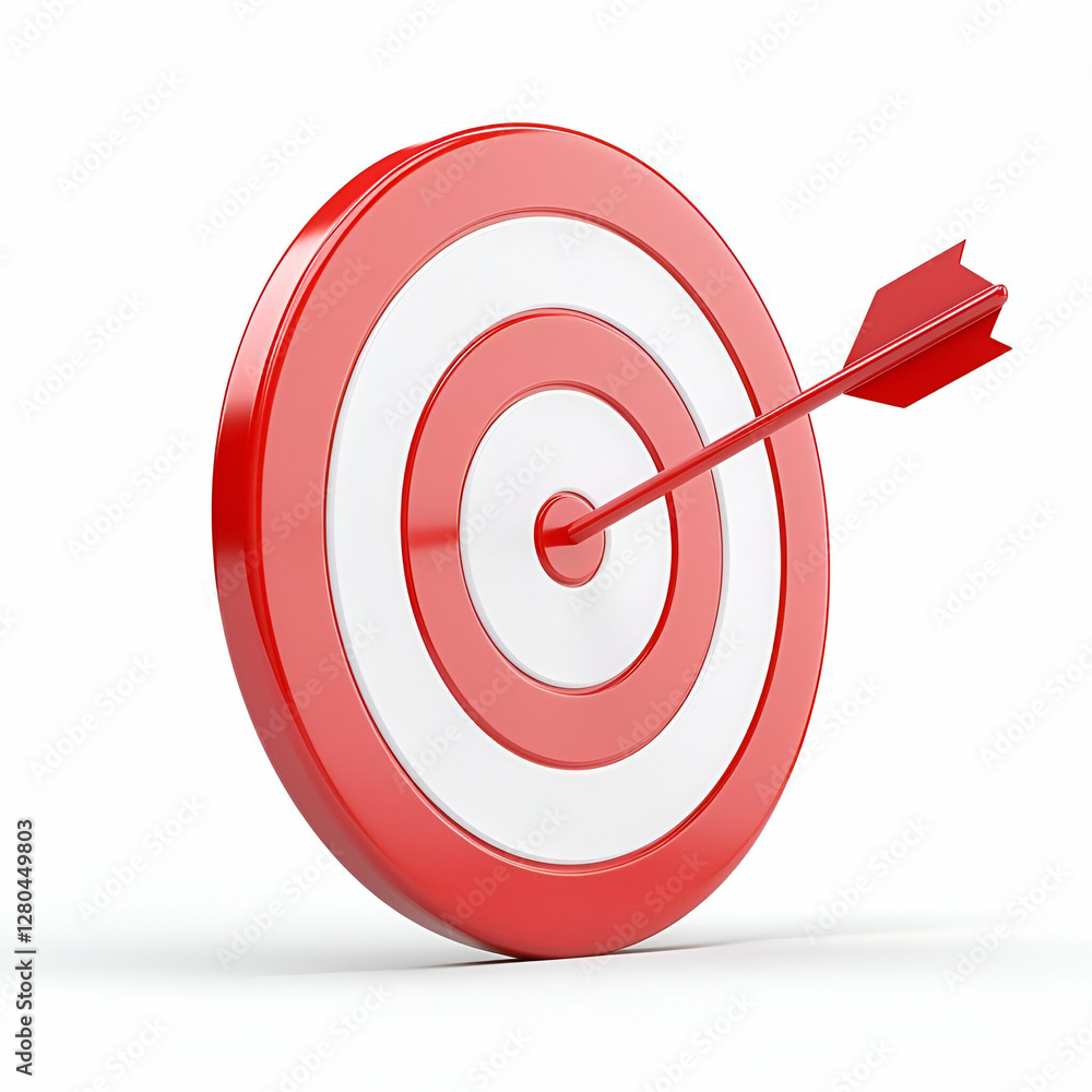 Red and White Target with Arrow Hitting Center for Success Concept Red and White Target with Arrow Hitting Center for Success Concept