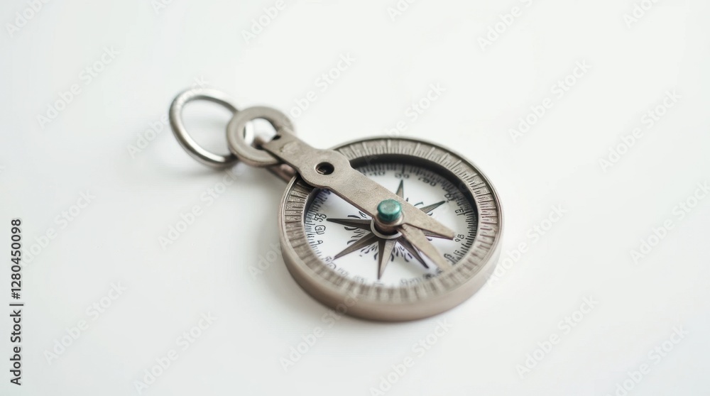 Durable Metal Compass for Geometry Against a White Background Durable Metal Compass for Geometry Against a White Background