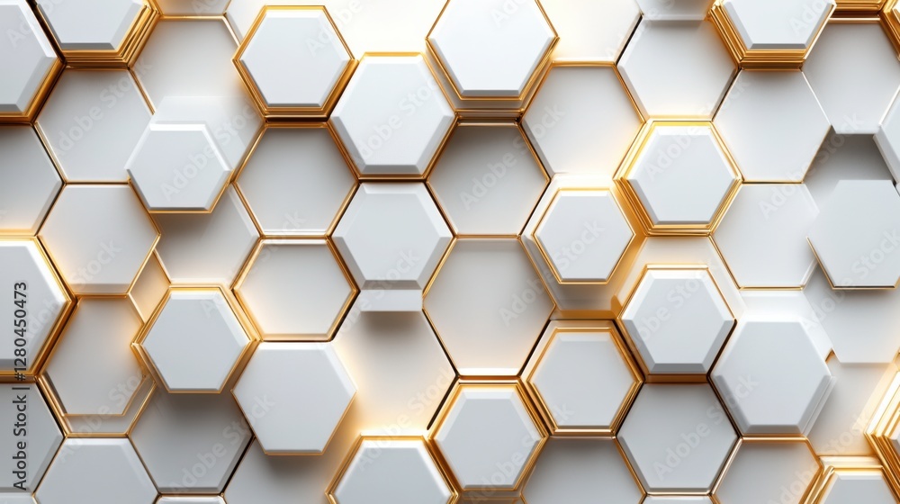 Elegant futuristic tech vector: Gold hexagonal patterns on white, abstract design Elegant futuristic tech vector: Gold hexagonal patterns on white, abstract design