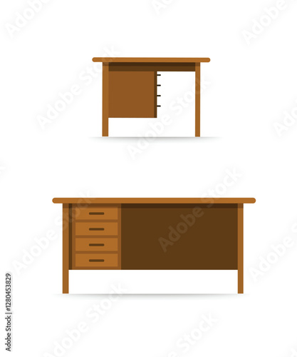 Wooden office desk vector stock illustration