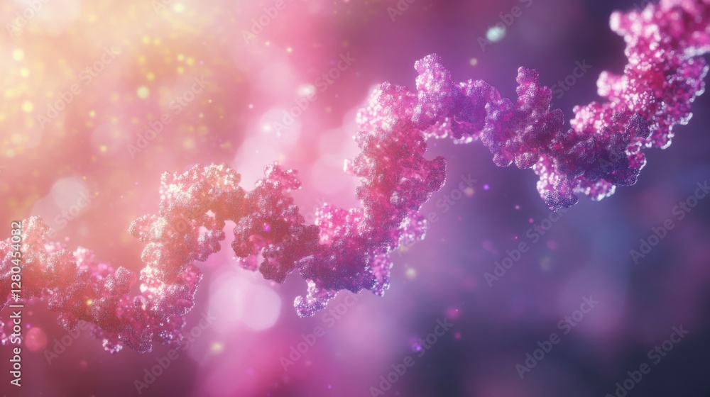 Genetic Code: An abstract representation of a DNA double helix, rendered in vibrant colors and intricate detail. Genetic Code: An abstract representation of a DNA double helix, rendered in vibrant colors and intricate detail.