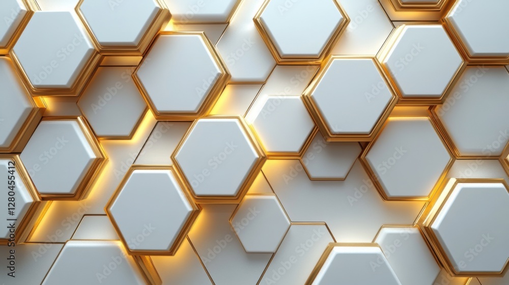 Elegant futuristic tech vector: Gold hexagonal patterns on white, abstract design Elegant futuristic tech vector: Gold hexagonal patterns on white, abstract design