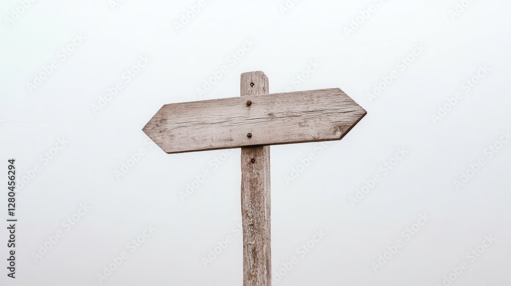 Blank Rustic Wooden Signpost Against Cloudy Sky Blank Rustic Wooden Signpost Against Cloudy Sky