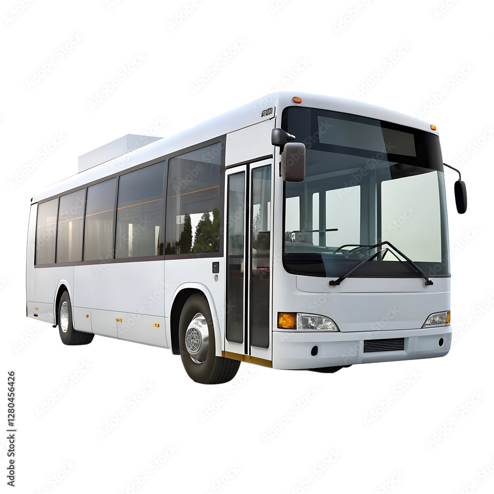 Matte white city bus isolated on transparent background. Matte white city bus isolated on transparent background.