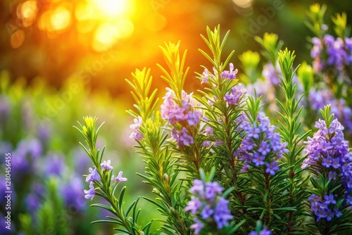 Fototapeta Naklejka Na Ścianę i Meble -  Panoramic photography captures breathtaking rosemary in full bloom, showcasing its purple beauty.