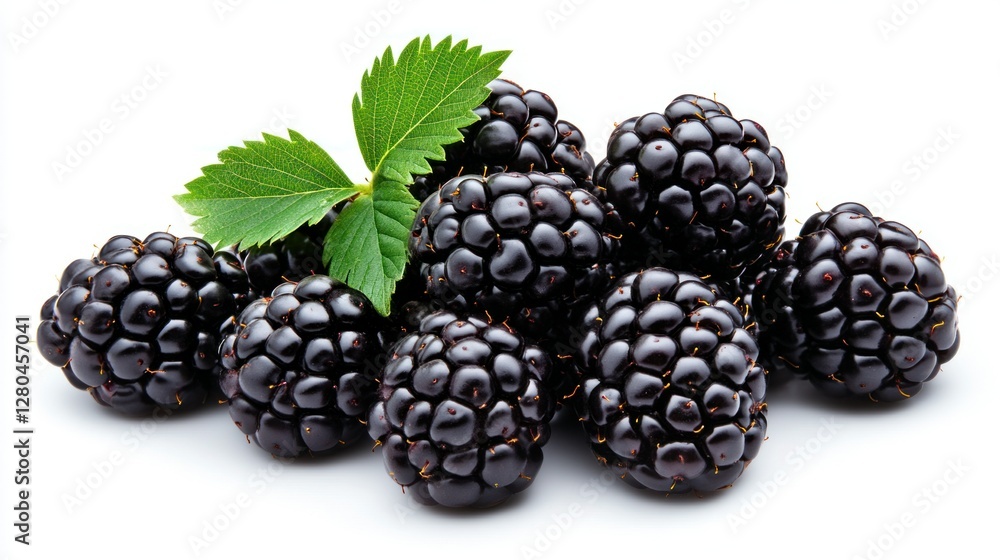 Detailed and sharp blackberries on a white background, ready for use in presentations, websites, and print materials Detailed and sharp blackberries on a white background, ready for use in presentations, websites, and print materials