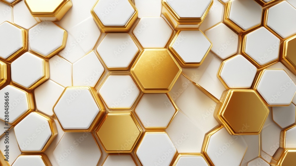 Elegant futuristic tech vector: Gold hexagonal patterns on white, abstract design Elegant futuristic tech vector: Gold hexagonal patterns on white, abstract design
