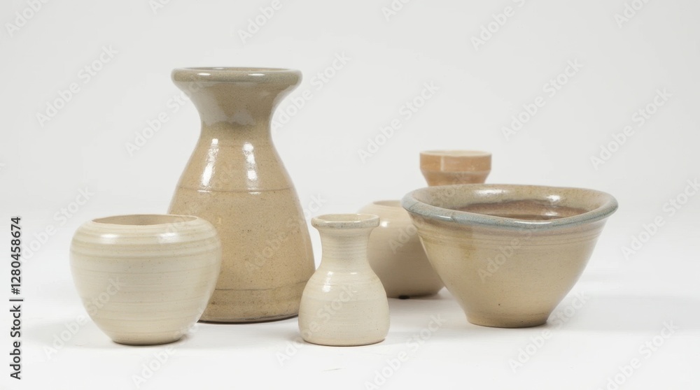 Handmade Pottery Vase and Bowl Arrangement Handmade Pottery Vase and Bowl Arrangement