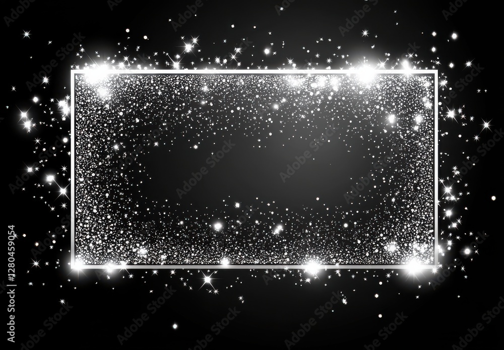 Obraz premium Sparkling Glitter Frame on Dark Background, Perfect for Celebrations, Events, Invitations, or Creative Designs with a Touch of Elegance and Magic