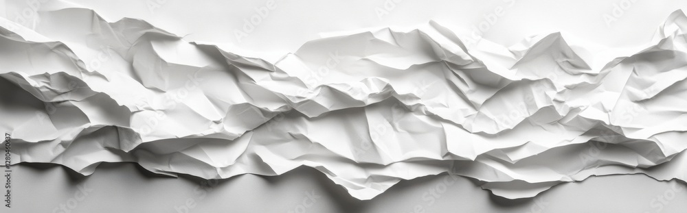 Crumpled white paper background with textured folds and creases creating an abstract design suitable for creative purposes Crumpled white paper background with textured folds and creases creating an abstract design suitable for creative purposes