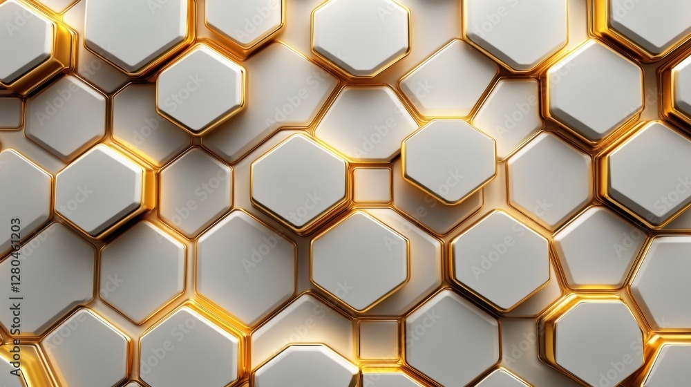 Elegant futuristic tech vector: Gold hexagonal patterns on white, abstract design Elegant futuristic tech vector: Gold hexagonal patterns on white, abstract design