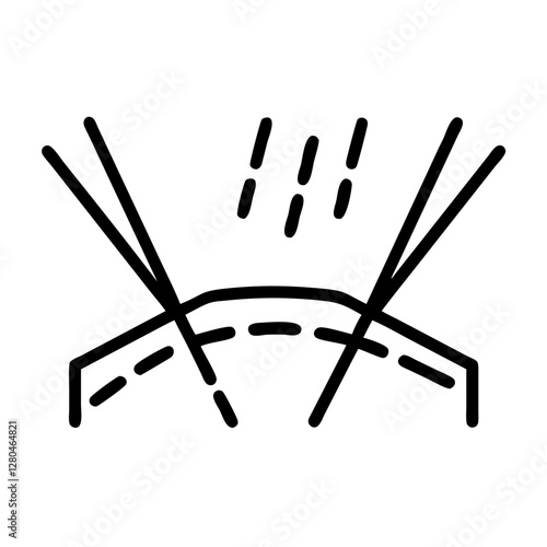 car service Car wipers in rain icon in black outline style