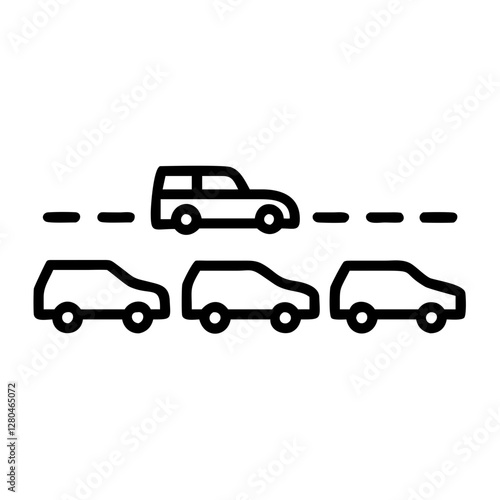 car service Highway car convoy icon in black outline style