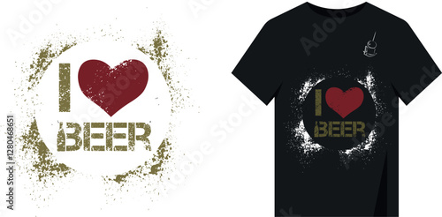 Vector design for t-shirt printing. I love beer stencil, spray splatter