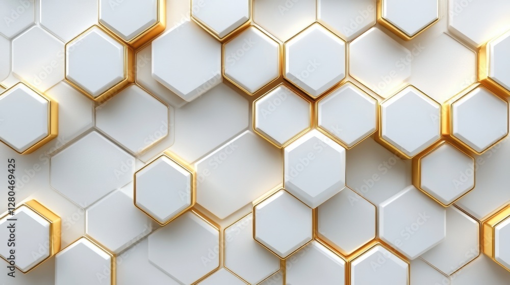 Elegant futuristic tech vector: Gold hexagonal patterns on white, abstract design Elegant futuristic tech vector: Gold hexagonal patterns on white, abstract design