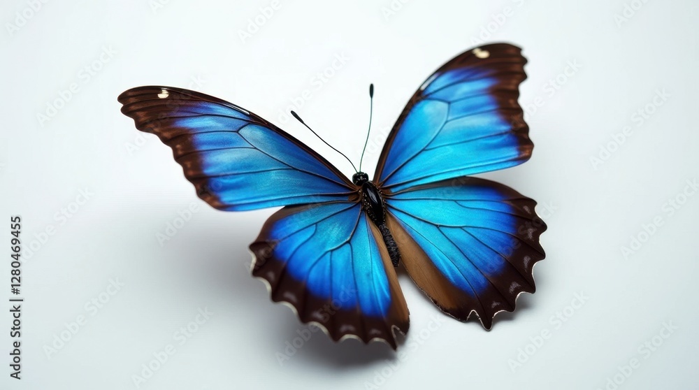 Obraz premium Close-Up of a Blue Morpho Butterfly with Metallic Wings