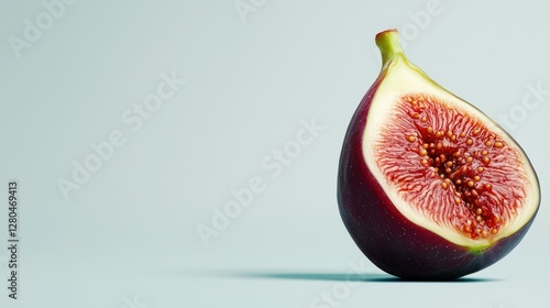High-resolution image of a fresh fig against a white backdrop, perfect for e-commerce, catalogs, and promotional content