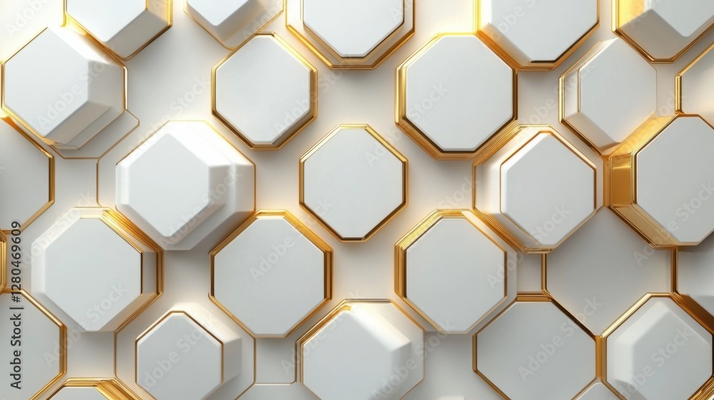 Elegant futuristic tech vector: Gold hexagonal patterns on white, abstract design Elegant futuristic tech vector: Gold hexagonal patterns on white, abstract design