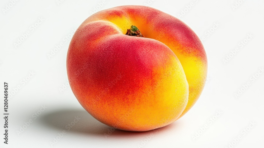 High-resolution image of a juicy peach against a white backdrop, perfect for e-commerce, catalogs, and promotional content High-resolution image of a juicy peach against a white backdrop, perfect for e-commerce, catalogs, and promotional content