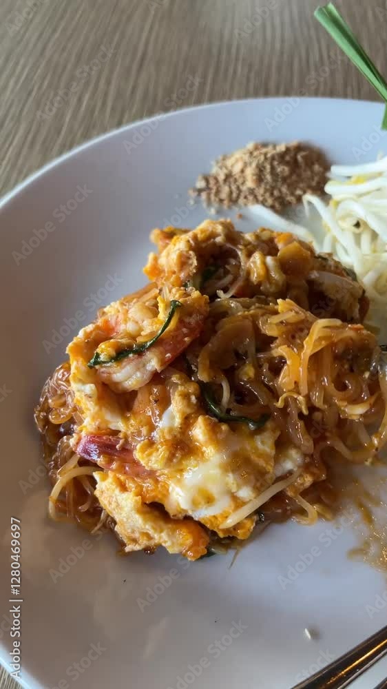 Pad Thai, Thailand's representative dish (vertical screen) Pad Thai, Thailand's representative dish (vertical screen)