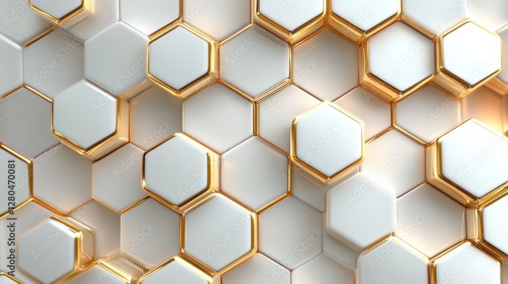 Elegant futuristic tech vector: Gold hexagonal patterns on white, abstract design Elegant futuristic tech vector: Gold hexagonal patterns on white, abstract design