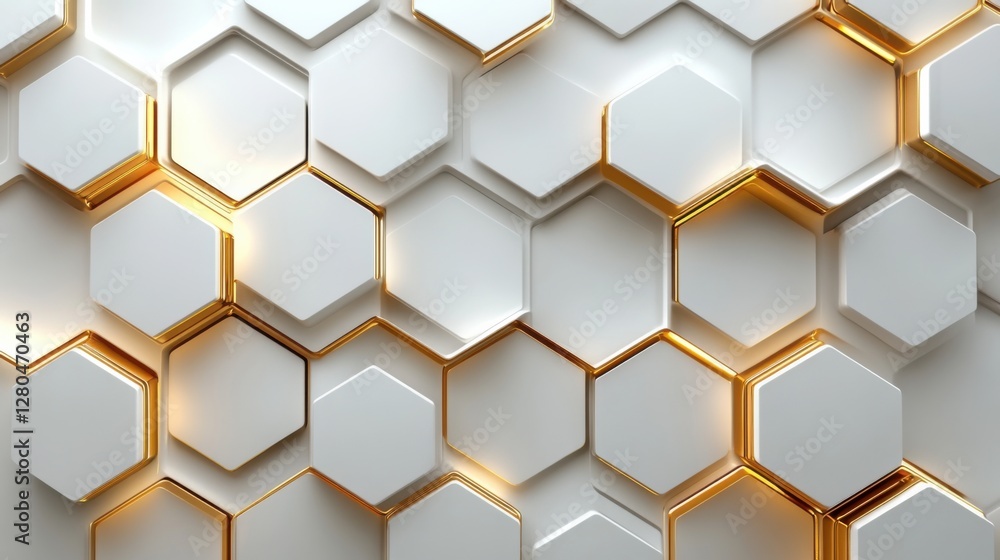 Elegant futuristic tech vector: Gold hexagonal patterns on white, abstract design Elegant futuristic tech vector: Gold hexagonal patterns on white, abstract design