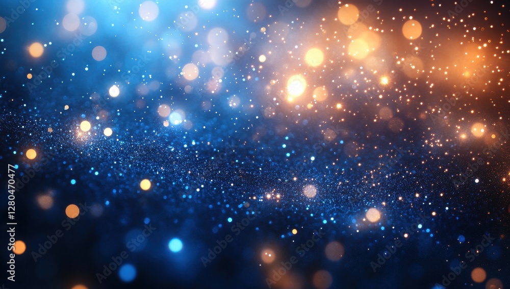 Fototapeta premium Stunning abstract background with shiny bokeh lights in blue and orange colors, creating a magical and dreamy atmosphere for various creative projects