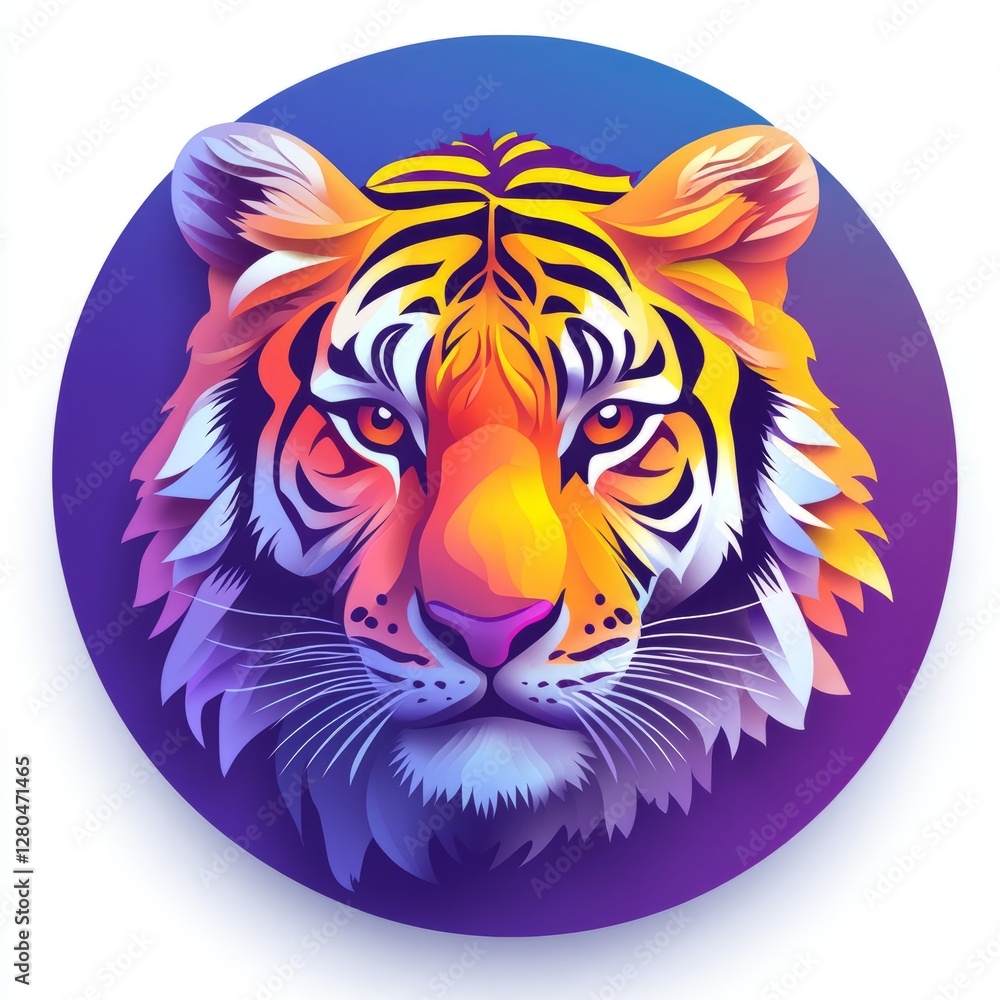 Fototapeta Vibrant Tiger Portrait - Colorful Animal Art