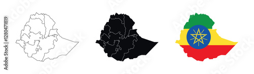 Ethiopia Map vector icon. Map of Ethiopia various styles.

