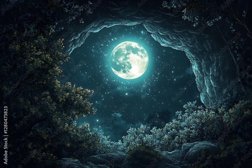 Fototapeta premium Moonlight Forest Cave