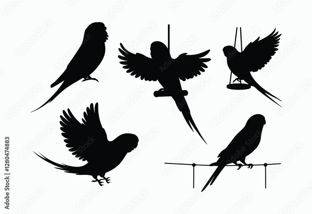 Fototapeta premium Modern Budgie Silhouette Vector Template