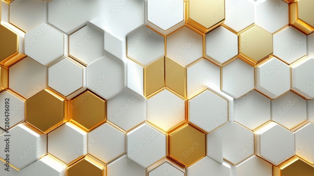 Elegant futuristic tech vector: Gold hexagonal patterns on white, abstract design Elegant futuristic tech vector: Gold hexagonal patterns on white, abstract design