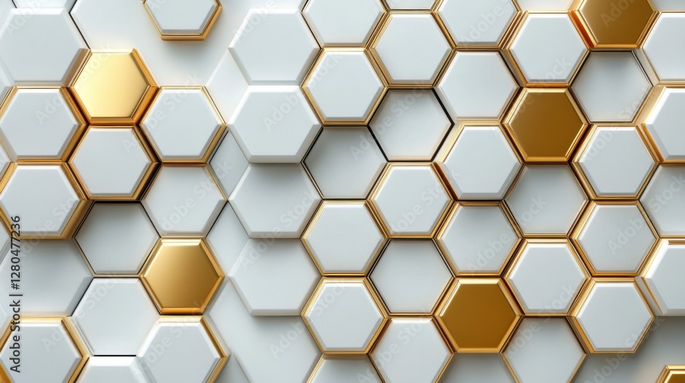 Elegant futuristic tech vector: Gold hexagonal patterns on white, abstract design Elegant futuristic tech vector: Gold hexagonal patterns on white, abstract design