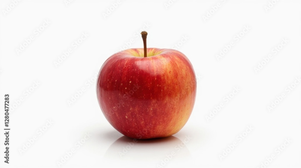 Close-Up of a Detailed and Realistic Apple on a White Background Close-Up of a Detailed and Realistic Apple on a White Background