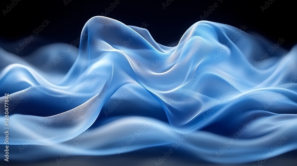 Obraz premium Abstract Blue Waves Digital Art Silk Flowing