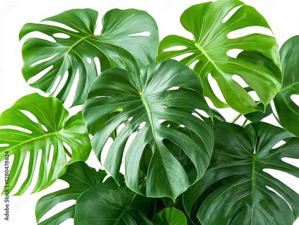 Lush Monstera Deliciosa Leaves Tropical Foliage Green Plant