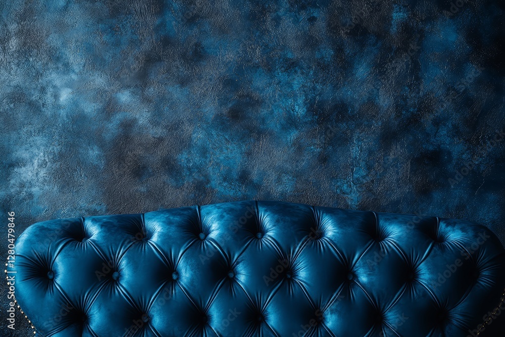 Deep Blue Velvet Tufted Sofa Backdrop Luxury Texture