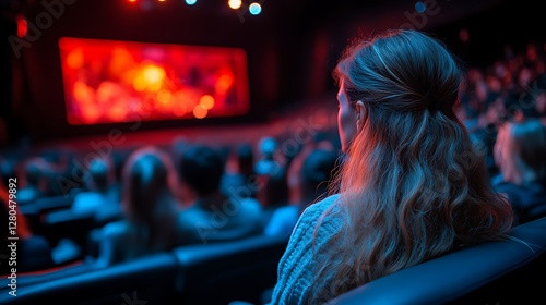 Woman watching show in auditorium