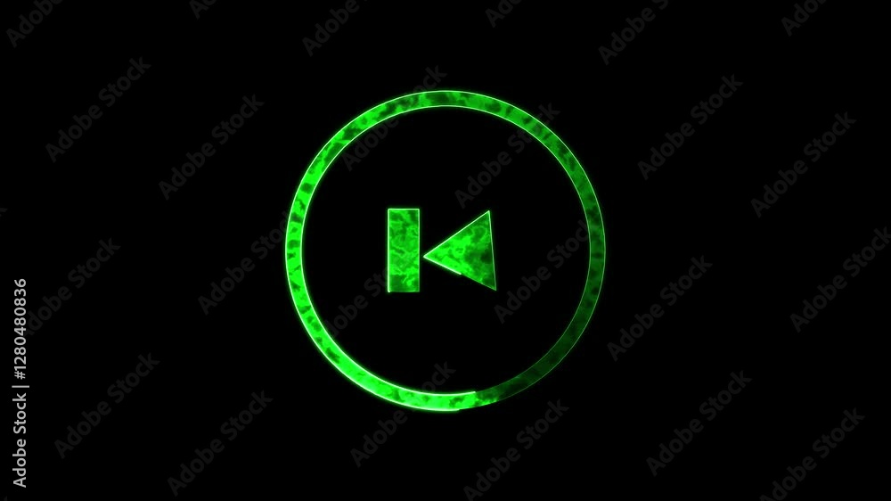 Animated neon play button, play saymbol icon with wave design animation on neon animation rewind button on background Animated neon play button, play saymbol icon with wave design animation on neon animation rewind button on background